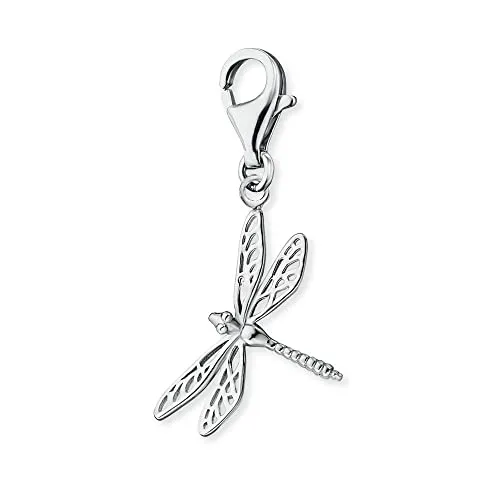 Engelsrufer Damen Charm Anhänger Libelle - Eleganter Silber Charm mit Karabinerverschluss - Clasp Charms für Damen, nickelfrei und ideal kombinierbar, aus reinem Sterling Silber für eleganten Tragekomfort und Allergiker geeignet.
