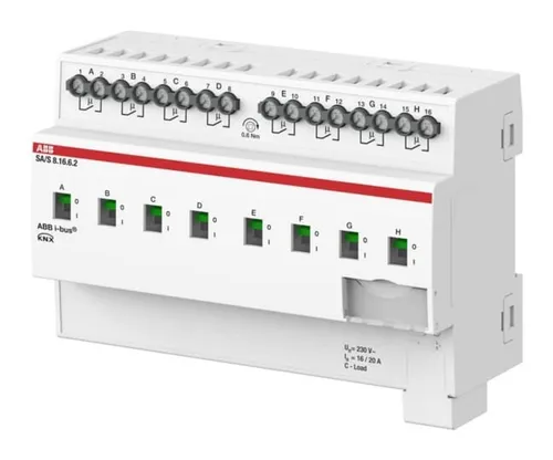 ABB Stotz Schaltaktor 8-fach 16A - C-Last REG SA/S8.16.6.2 - Verteiler für KNX-Systeme mit 8 Schaltausgängen, max. 3680 W. Ideal für effiziente Steuerung und hohe Flexibilität im Smart Home.
