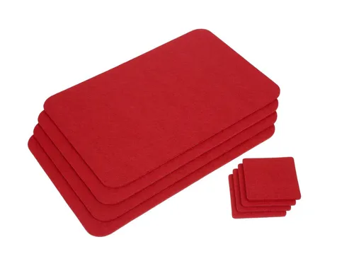 GRÄWE Platzset - Platzmatten-Set in Rot - Elegantes Platzmatten-Set mit 4 Matten und Untersetzern, schützt Ihre Tischoberfläche vor Kratzern und Flecken. Ideal für stilvolle Tischdekoration.