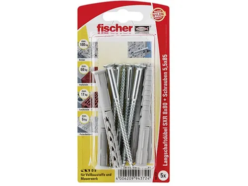 Fischer Langschaftdübel SXR 8x80 Z, Senkkopf, schraube (PZ), 94372
