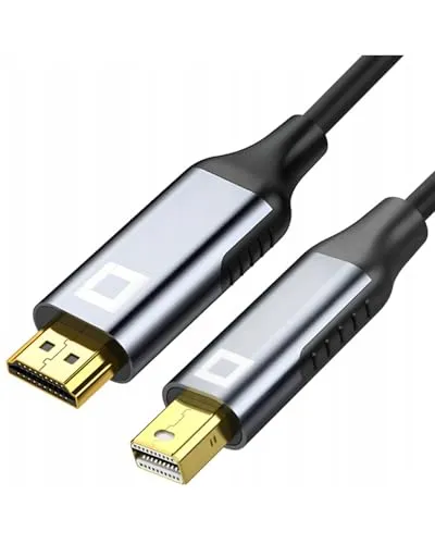 Co2 Mini DisplayPort DP auf HDMI 2.0 Kabel 4K/60Hz, 2K/240Hz, Full HD, Dynamic HDR DSC 3D HDCP 2.2 FEC, Plug & Play, 18 Gbps, Einwegadapter, Aluminium Space Gray (1m)