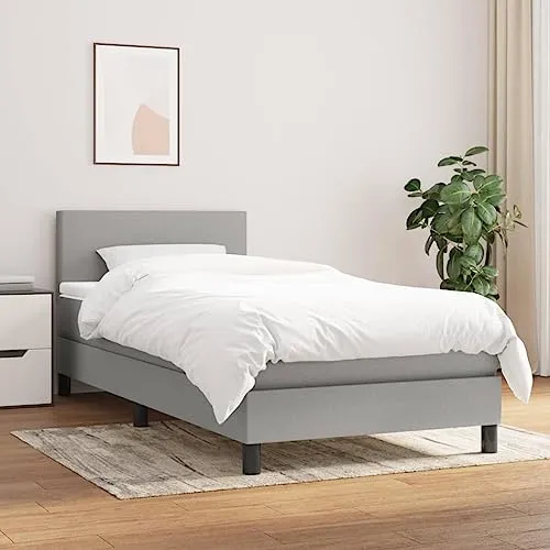 vidaXL Boxspringbett 100x200cm mit Matratze - Komfortables Einzelbett mit höhenverstellbarem Kopfteil, atmungsaktivem Stoff und hochwertiger Taschenfederkernmatratze für erholsamen Schlaf.