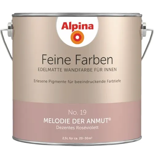 Alpina Feine Farben No. 19 Melodie der Anmut 2,5 L - Farben in edelmatt mit dezenter rosévioletter Nuance, ideal für stilvolle Wandgestaltungen und ein harmonisches Wohnambiente.
