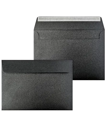 Netuno 20 Briefumschläge Schwarz Perlmutt DIN C5 16,2x22,9 cm edel und fein