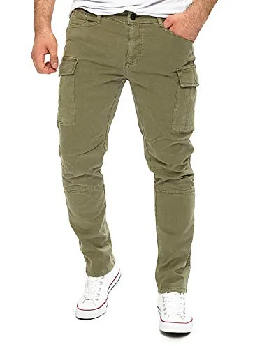 Yazubi Jayden - Herren Slim Fit Cargo Hosen in Dusky Green - Wanderhosen mit funktionalem Design: Die schmal zulaufende Cargohose aus weicher Baumwolle bietet hohen Tragekomfort und viele Taschen für optimalen Stauraum.