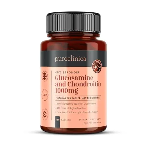 Glucosamin HCL & Chondroitin 1000 mg x 180 Tabletten (Vorrat für 6 Monate). Am wirksamsten und biologisch aktivsten: Chondroitin 90%, Glucosamin HCL 83,1%