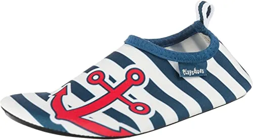 Playshoes Jungen Unisex Kinder Barfuß Badeslipper Aqua-Schuhe, Marine Weiß Maritim, 20/21 EU