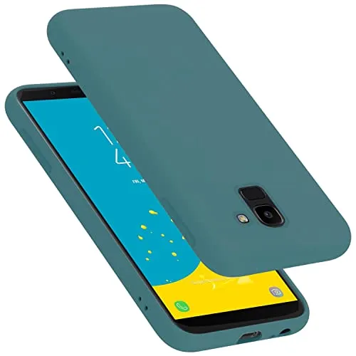 Cadorabo Hülle kompatibel mit Samsung Galaxy J6 2018 Hülle Silikon Handyhülle für Galaxy J6 2018 Case aus flüssigem Silikon- Kratzfeste und stoßfeste dünne TPU Schutzhülle - Liquid GRÜN