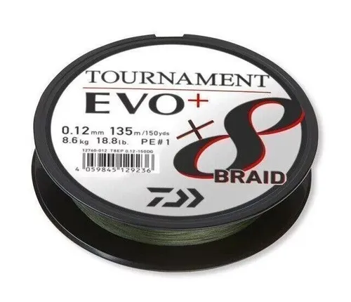 Daiwa Tournament X8 Braid EVO+ 0,26mm 19,8kg 270m Dunkelgrün Geflochtene Schnur