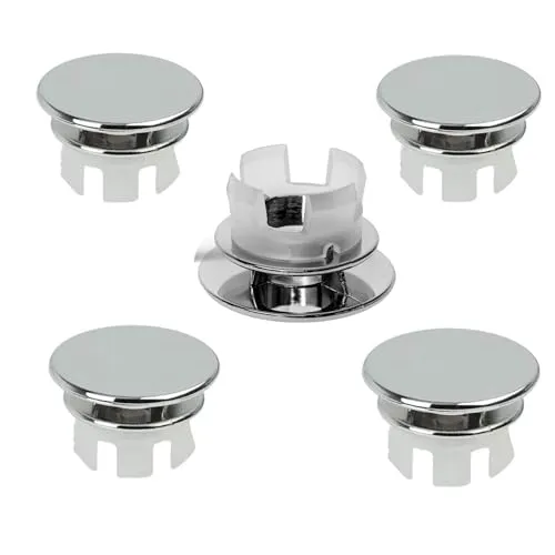 BOBOZHONG Waschbecken Überlauf Ring, 5 Stück, Kunststoff, Silber, 33mm, 20.4mm, Sinken Überlauf Ring, Überlaufabdeckung, für Küche, Bad, Waschbecken Loch