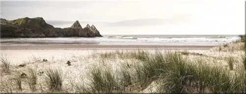 artissimo, Glasbild, 80x30cm, AG1936A, Beach Impression, Strand und Meer, Bild aus Glas, moderne Wanddekoration aus Glas, Wandbild Wohnzimmer modern