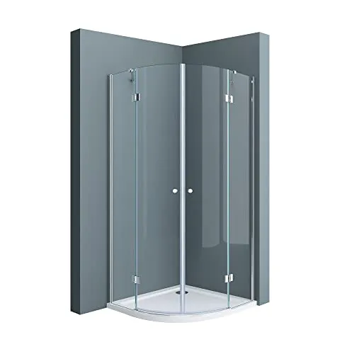 doporro Runddusche Rav02 – Viertelkreisdusche 80x80 cm - Runddusche aus ESG-Sicherheitsglas mit Easy-Clean-Beschichtung für einfache Reinigung. Ideal für ebenerdige Montage und sorgt für einen eleganten Duschbereich.