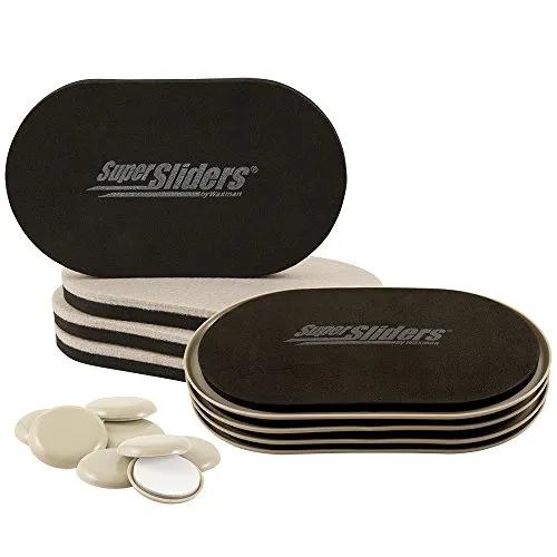 Super Sliders Wiederverwendbare XL-Möbelgleiter für Teppich, Hartholz, Linoleum, Fliesen, 24,5 x 14,5 cm, Beige, 16 Stück, Leinen (8 Stück)