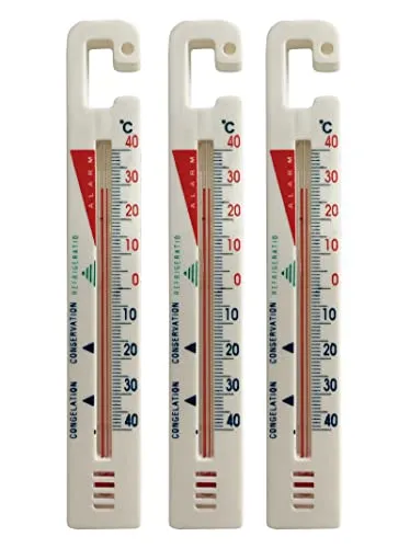 Thermometer aus Plastik z.B. nutzbar als Kühlschrankthermometer bzw. Gefrierfach, Kühlschrank oder Gefriertruhe 3 x