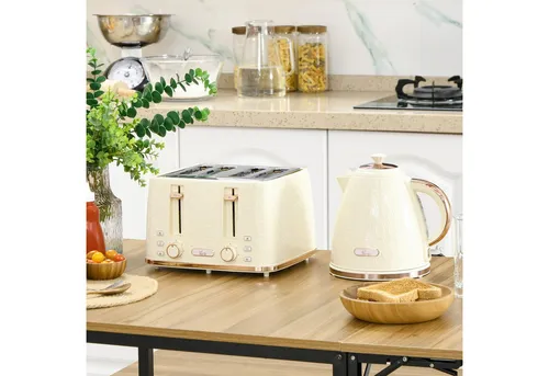 HOMCOM Wasserkocher Toaster Set 1,7L - Küchenhelfer Set: Elegantes Wasserkocher und Toaster Set mit 7 Bräunungsstufen und automatischer Abschaltung für ein sicheres Frühstückserlebnis.