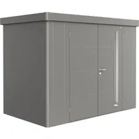 Biohort Gerätehaus Neo 1C, Quarzgrau - Elegantes Gartenhaus - Gartenhäuser: Hochwertiges Biohort Gerätehaus Neo 1C aus feuerverzinktem Stahl mit elegantem Design und sturmfest bis Windstärke 12. Ideal für die sichere Aufbewahrung Ihrer Gartengeräte.