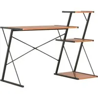 vidaXL Schreibtisch mit Regal Schwarz und Braun 116×50×93 cm - Kinderschreibtische mit integriertem Regal für zusätzlichen Stauraum und stilvolles Design, ideal für Zuhause oder im Büro.