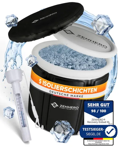 ZENHERO Recovery Eisbad inkl. Thermometer - Eistonne, Eisfass für Sportler