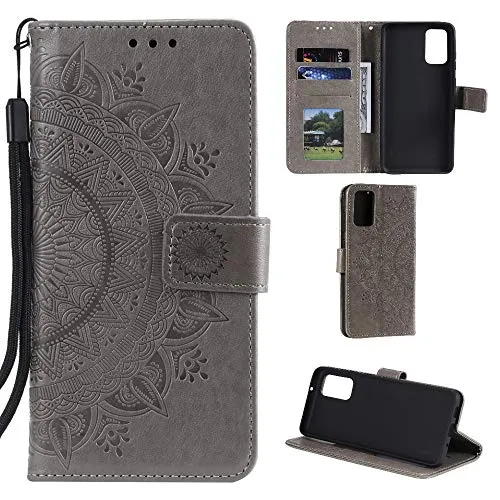 CoverKingz Handytasche kompatibel mit Huawei P40 - Handy Case mit Kartenfach Handyhülle – Flipcase klappbar Motiv Mandala Grau