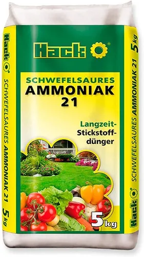 Hack Schwefelsaurer Ammoniak 5kg - Langzeitstickstoff für Pflanzen - Dünger für gleichmäßige und langanhaltende Stickstoffversorgung, ideal für gesundes Pflanzenwachstum.
