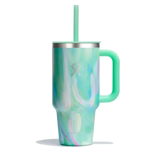 HYDRO FLASK Travel Tumbler 946 ml - Edelstahl mit Spritzschutz - Thermobehälter mit doppelwandiger Vakuumisolierung, hält Getränke bis zu 24 Stunden kalt und 12 Stunden heiß. Ideal für unterwegs mit praktischem Press-In-Strohhalmdeckel.