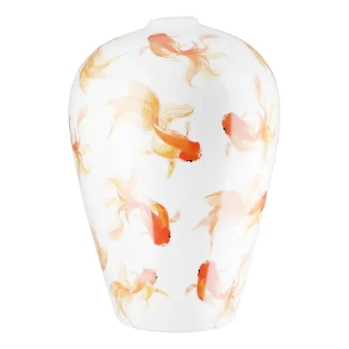 GILDE Tischvase bauchig Neon weiß – 30 cm - Elegante Keramikvase in bauchiger Form, ideal für moderne Wohnräume und als stilvolles Deko-Element.