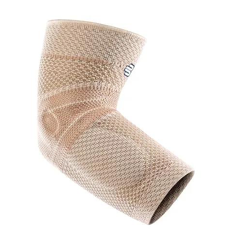 BAUERFEIND EpiTrain Ellenbogenbandage, Größe 4, beige - Bandagen zur Ellenbogenunterstützung, bietet therapeutische Wärme zur Schmerzlinderung, fördert Heilung und verhindert Verletzungen. Ideal bei Gelenkschmerzen und Sehnenentzündungen.