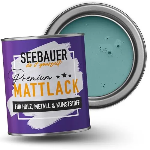 SEEBAUER diy Mattlack Türkis 750ml - Hochwertiger Hybrid-Lack für Möbel - Edler, wasserbasierender Mattlack mit innovativer Hybrid-Technologie. Extrem robust, schnelltrocknend und ideal für Innen- und Außenanwendungen. Perfekt für Holz, Metall und Kunststoff mit hohem Deckvermögen.