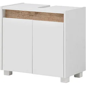 Schildmeyer Waschbeckenunterschrank Cosmo, 57 x 54,5 x 33 cm - Unterschrank fürs Bad mit 2 grifflosen Türen für eleganten Look, einfache Montage und hochwertige Verarbeitung – Made in Germany.