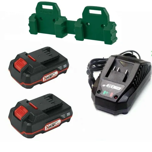 Parkside Starterset 2 x Akku 20 V 2.0 Ah PAP 20 und Ladegerät - Werkzeug-Ladegeräte, inklusive zwei leistungsstarker Akkus für optimale Leistung und ein schnelles Ladegerät für effizientes Arbeiten.