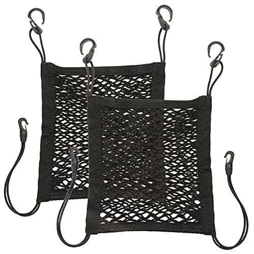 Lescars Kfz Zubehör: 2er-Set Kfz-Rückenlehnen-Aufbewahrungsnetze, 30 x 28 cm, elastisch (Netz, Universal Ablagenetz, Tablet Halterung Auto)