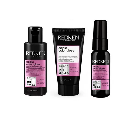 Redken Haarpflege-Set REDKEN Acidic Color Gloss 3-tlg. für Farbschutz - Das Redken Acidic Color Gloss Set bietet intensive Pflege für coloriertes Haar. Mit speziellen Formeln sorgt es für strahlenden Glanz und schützt die Haarfarbe – ideal für unterwegs.