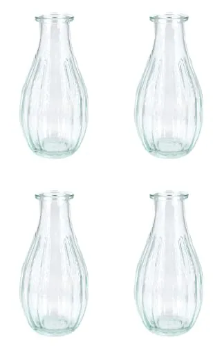 Creativery Vasen Glas 14cm x 4 Stück Blumenvase 240ml Dekoflaschen Set Glasvase Glaskaraffe klar