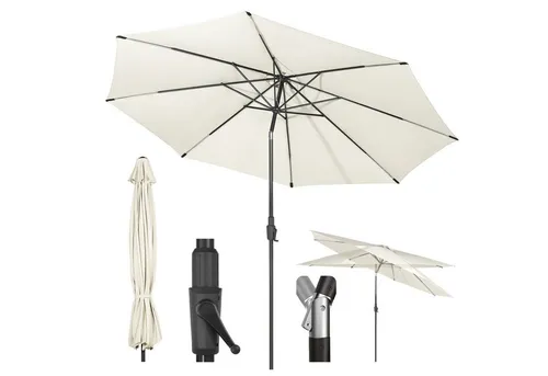 Sekey Sonnenschirm 350 cm mit Kurbel und Neigefunktion - Geräumiger Gartenschirm mit 350 cm Durchmesser, ideal für 6-8 Personen. Praktische Kurbelmechanik und wasserabweisender Stoff sorgen für Komfort im Freien.