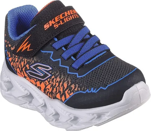 Skechers Boys, Sneaker, Black Synthetic/Blue & Orange Trim,