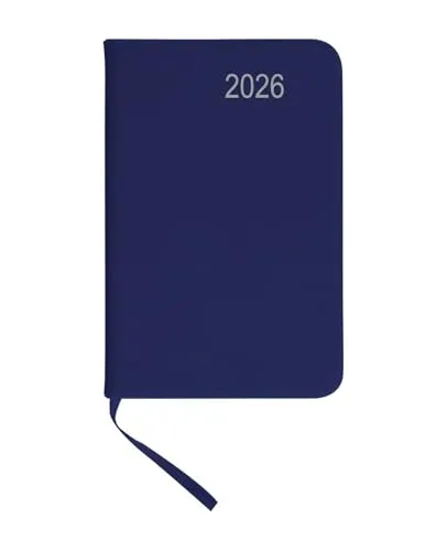 Taschenkalender 2026 - Kompakter Planer mit PU Einband in Blau - Kalender 2026, ca. DIN A7 (7 x 11 cm) mit 128 Seiten, bietet Platz für wöchentliche Planung auf 2 Seiten - ideal für unterwegs.