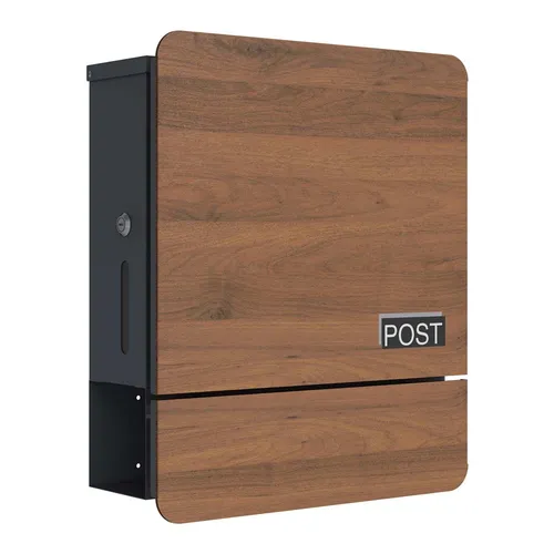 Schartec Holz Design Briefkasten SPB-5 - Eleganter Briefkasten im Holz-Design, ideal für die Wandmontage. Mit integriertem Zeitungsfach und robustem, witterungsbeständigem Stahl für lange Haltbarkeit.