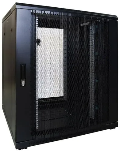 DSIT Serverschrank 18 HE 19” - Robuster 18 HE 19” Serverschrank aus Stahl mit perforierter Fronttür für optimale Belüftung, Traglast bis 800 kg – ideal für Server und IT-Equipment.