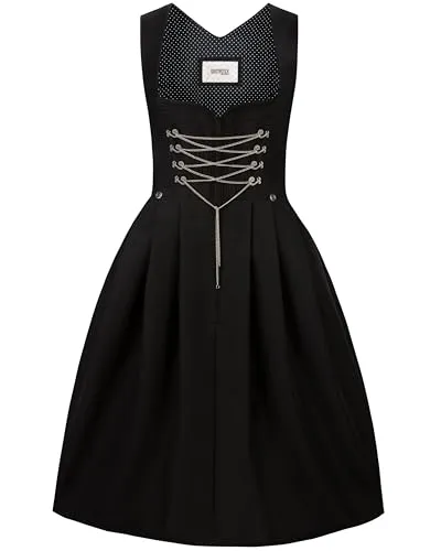 Stockerpoint Damen Adele Midi Dirndl ohne Schürze, schwarz, 44 - Elegantes Midi Dirndl ohne Schürze für Damen, aus hochwertigem, pflegeleichtem Stoff mit handgearbeiteten Reliefverzierungen. Ideal für festliche Anlässe oder die Wiesn.