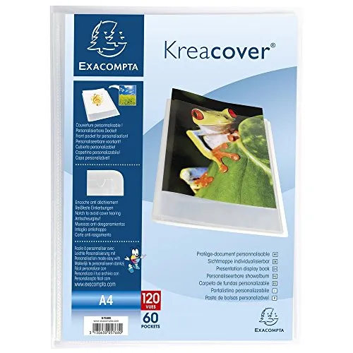 Exacompta 5768E Kreacover Sichtmappe (aus PP, DIN A4, 21 x 29,7 cm, mit 60 Hüllen) 1 Stück kristall
