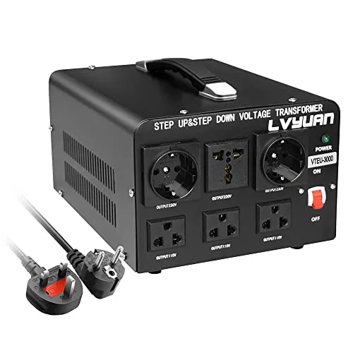 LVYUAN VTEU 3000 110 Volt USA Spannungswandler Ringkern Transformator 3000VA, In: 110V oder 220V / Out: 110V und 220V
