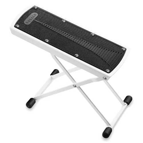 VOHALO Gitarren Fußbank 6 Stufen verstellbar Gitarren Fußstütze mit rutschfester Gummiunterlage faltbar für klassische, akustische, elektrische Gitarre (Weiß)