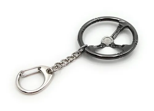 Lenkrad schwarz Auto Steuerrad Tuning Schlüsselanhänger Anhänger aus Metall