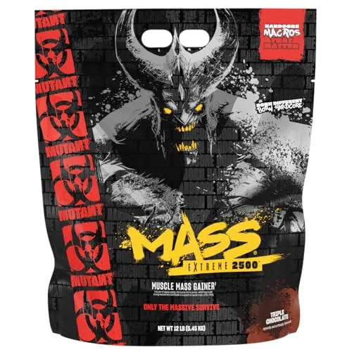 Mutant Mass Extreme 2500 - Triple Chocolate, 5450g - Gewichtsmanagement Shakes mit 1.270 Kalorien pro Portion, ideal für Hard Gainers, um schnell Muskelmasse aufzubauen. Hergestellt aus natürlichen Lebensmitteln für besten Geschmack und Nährstoffgehalt.