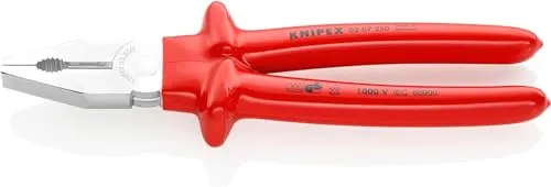 Knipex Kombizange 250 mm, VDE-geprüft und tauchisoliert - Zangen für vielseitigen Einsatz mit Greifzonen für Flach- und Rundmaterial. Induktiv gehärtete Schneiden für weichen und harten Draht, ideal für dickere Kabel.