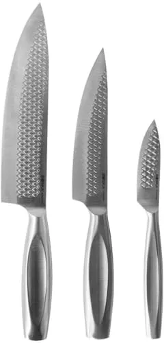 Monaco Plus Kochmesser und Gemüsemesser 3 St. - Küchenmesser Set aus rostfreiem Stahl mit scharfen, haftfreien Klingen. Ideal für alle Lebensmittel und perfekt ausbalanciert. Lebenslange Garantie!
