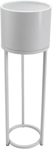 VIVANNO ELEVATE ROUND Blumentopf - Weiß Matt, 25x79 cm - Moderner Blumentopf aus pulverbeschichtetem Stahlblech, ideal für Innen- und Außenbereich. Mit herausnehmbarem Übertopf und stabilen Füßen für eine elegante Präsentation Ihrer Pflanzen.