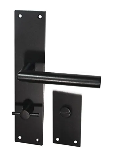 Türbeschlag 1723 LS Anna WC Schwarz - Hochwertiger Edelstahl V2A Türdrücker für Renovierungen, ideal für Türstärken von 35 bis 45 mm und inklusive Befestigungsmaterial.