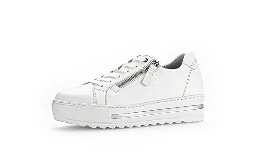 Gabor Damen Low-Top Sneaker | Frauen Halbschuhe | Wechselfußbett | Moderate Mehrweite (G) | schnürer | Plateausohle | Weiss | 40 EU - 6.5 UK