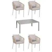Gartengarnitur MCW-N41, Tisch+4 Stühle, wetterfest von MCW
